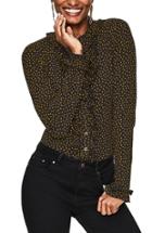 Women's Boden Alberta Polka Dot Ruffle Detail Jersey Shirt - Black