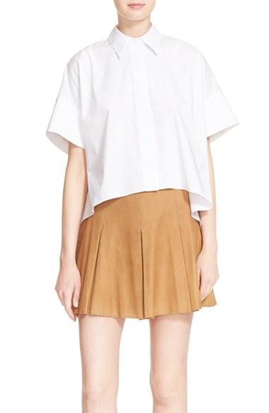 Women's Alice + Olivia 'edyth' High/low Drape Poplin Shirt