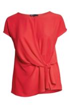 Petite Women's Gibson Tie Front Blouse, Size P - Red