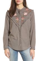 Women's Lucky Brand Embroidered Western Shirt - Grey