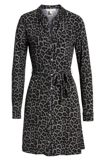 Women's Michael Michael Kors Leopard Plaid Shirtdress - Black