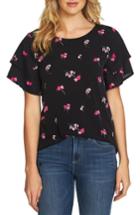 Women's Cece Confetti Tiered Flutter Sleeve Top - Black