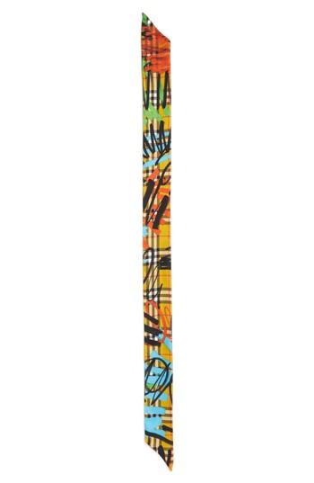 Women's Burberry Graffiti Marks Silk Skinny Scarf, Size - Yellow