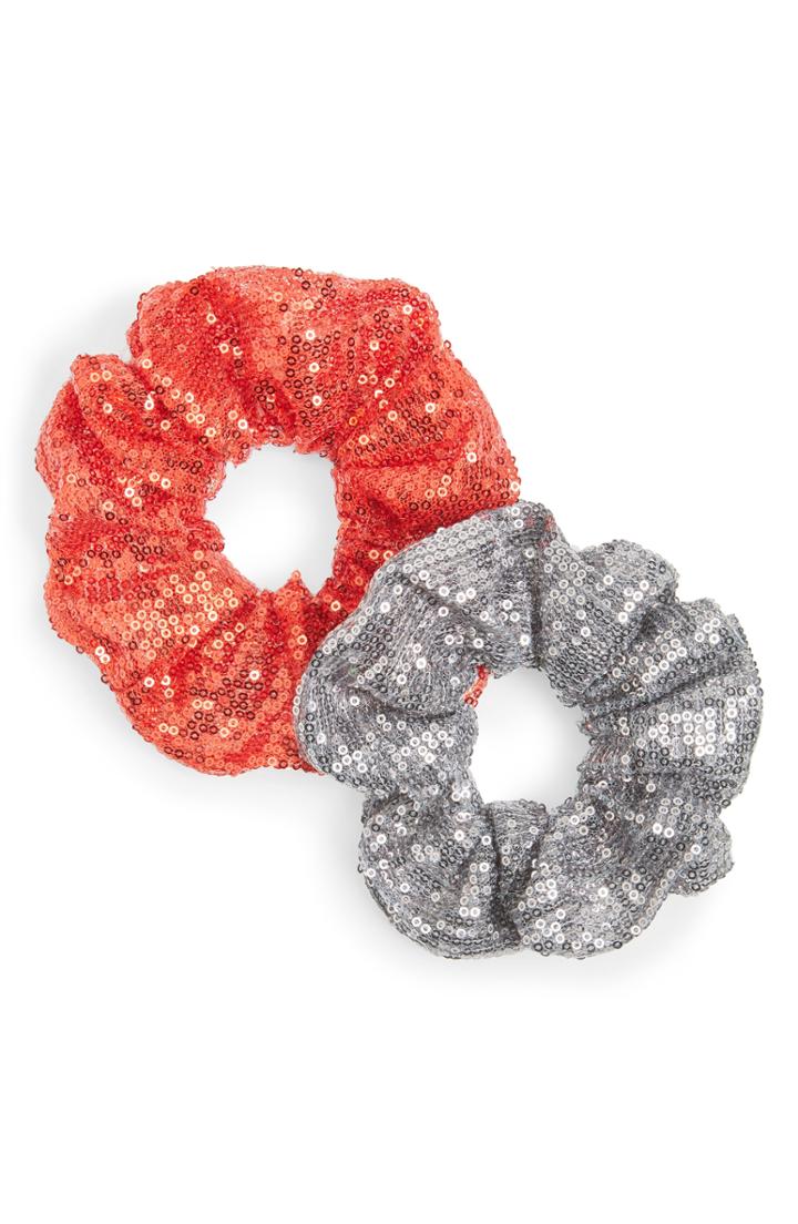 Tasha 2-pack Sequin Scrunchie, Size - Metallic