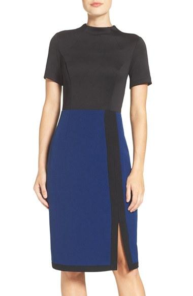 Women's Adrianna Papell Scuba & Crepe Sheath Dress