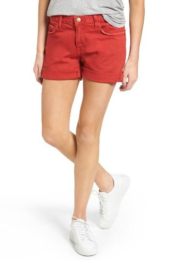 Women's Current/elliott The Boyfriend Rolled Denim Shorts - Red