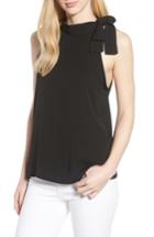 Women's Press Mock Tie Neck Tank Top - Black