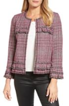 Women's Pleione Ruffle Plaid Jacket, Size - Purple