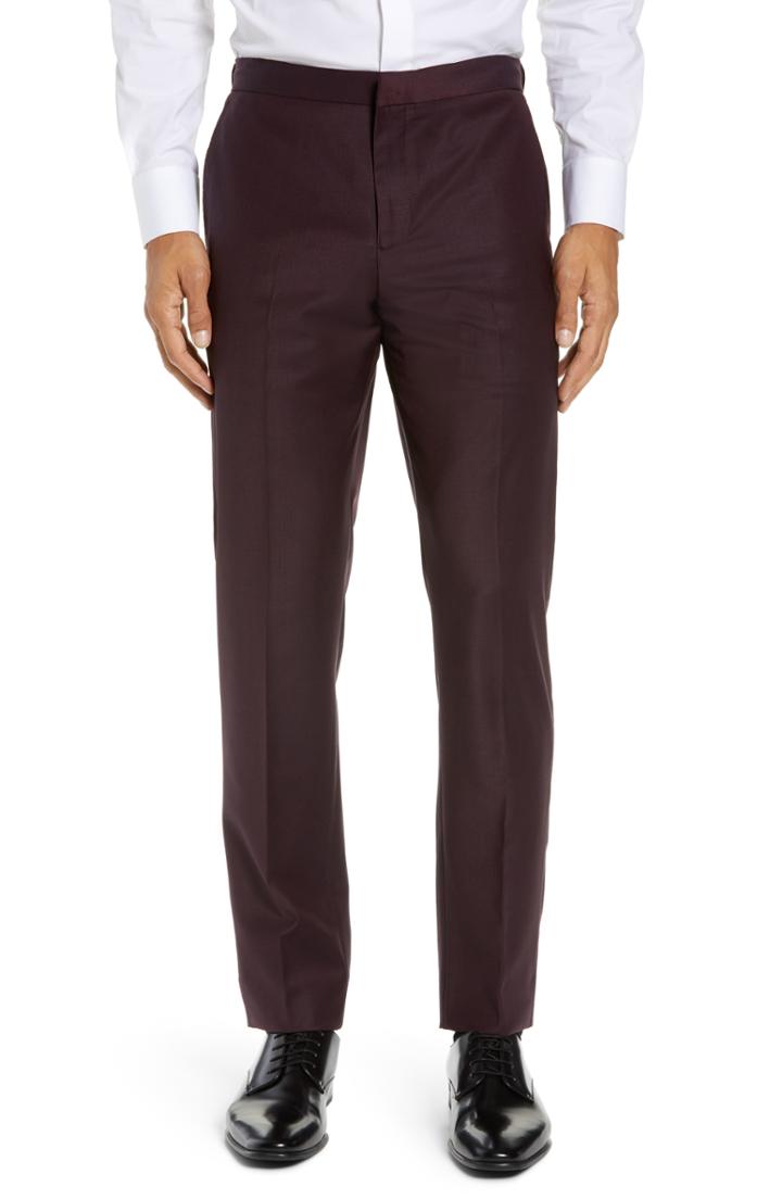 Men's Calibrate E-waist Extra Trim Suit Trousers X 34 - Burgundy