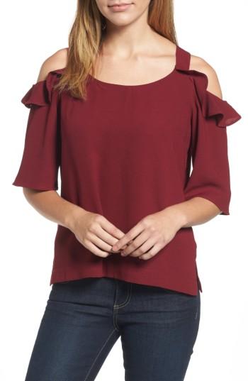 Women's Kut From The Kloth Akane Cold Shoulder Top - Red