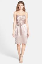 Women's Dessy Collection Cross Draped Strapless Satin Sheath Dress - Beige
