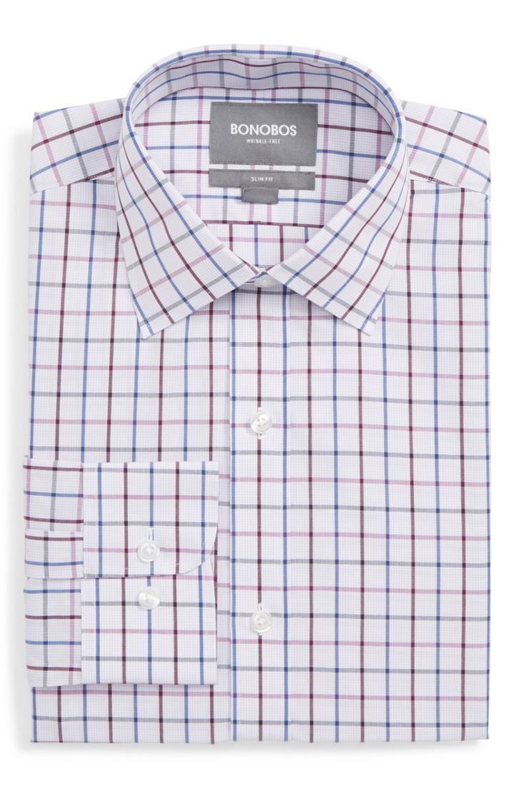 Men's Bonobos Daily Grind Slim Fit Check Dress Shirt .5 - Purple