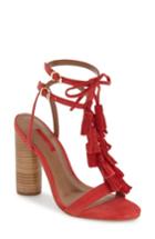 Women's Topshop 'ripple' Tasseled Round Heel Sandal .5us / 37eu - Red