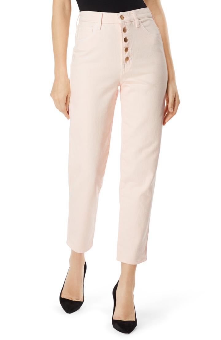 Women's J Brand Heather High Waist Button Fly Straight Leg Jeans - Beige
