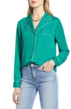 Women's Halogen Piped Shirt - Green