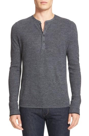 Men's Rag & Bone Giles Merino Henley, Size - Black