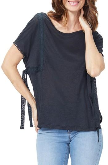 Women's Nydj Lace Trim Tee - Black