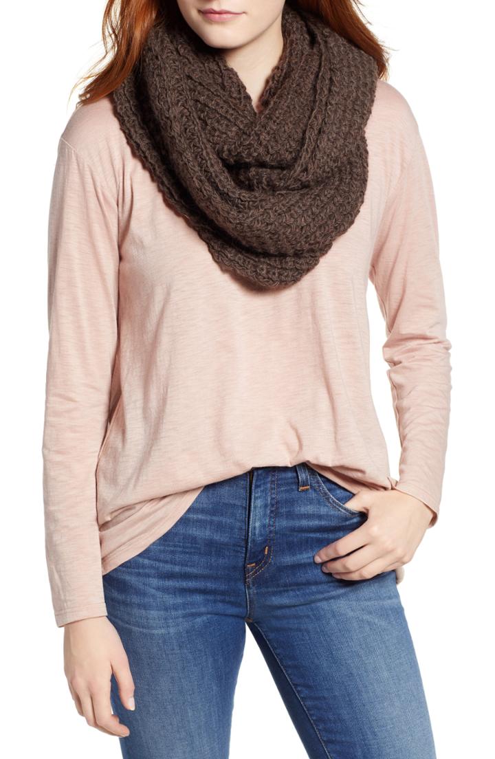 Women's Nirvanna Designs Double Wide Merino Infinity Scarf, Size - Brown