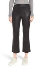 Women's Nordstrom Signature Crop Flare Stretch Leather Pants - Black