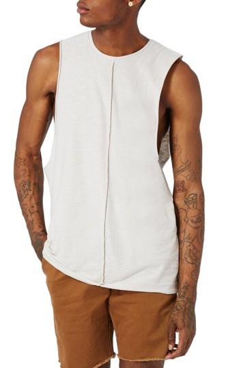 Men's Topman Seamed Slub Cotton Tank - Beige