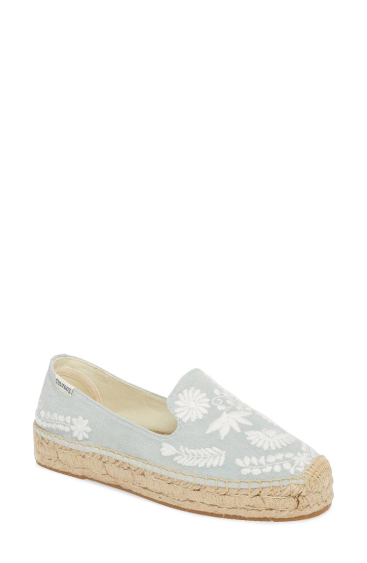 Women's Soludos Ibiza Embroidered Loafer Espadrille .5 M - Blue
