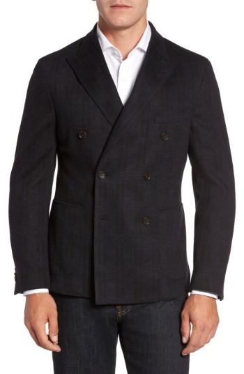 Men's Flynt Classic Fit Jersey Double-breasted Sport Coat R - Black