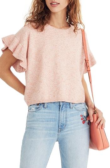 Women's Madewell Ruffle Sleeve Sweater Tee - Orange