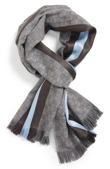 Men's Gucci Verbier Wool & Silk Scarf, Size - Blue