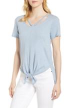 Women's Lucky Brand Cutout Neck Front Tie Tee - Blue