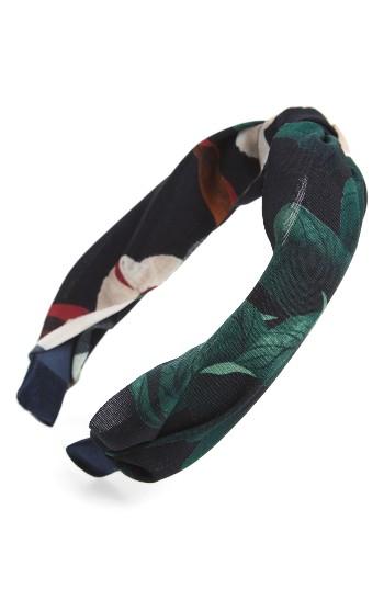 Cara Floral Knotted Headband, Size - Blue