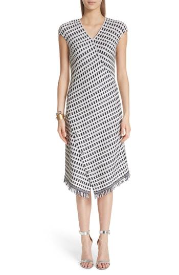 Women's St. John Collection Thatched Grid Knit Dress - Blue