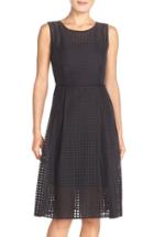 Women's Ellen Tracy Windowpane Organza Fit & Flare Dress