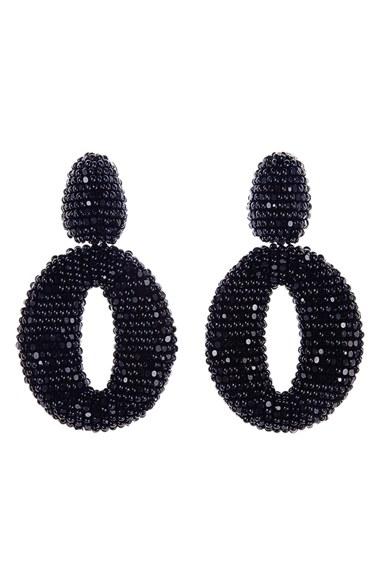 Women's Oscar De La Renta Beaded Frontal Hoop Clip Earrings