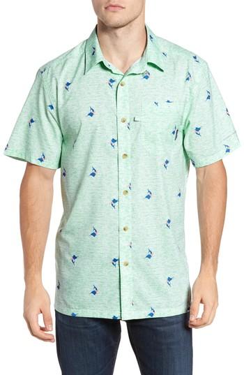 Men's Columbia Super Slack Tide Patterned Woven Shirt, Size - Green