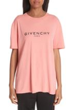 Women's Givenchy Distressed Logo Tee - Coral