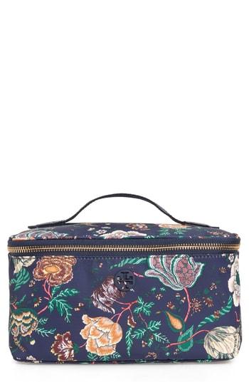 Tory Burch Nylon Cosmetics Case, Size - Navy Small Happy Times