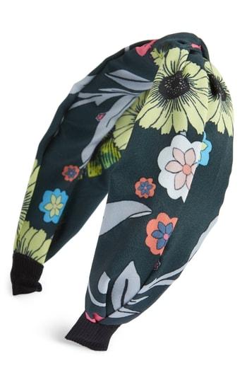 Cara Floral Knotted Headband, Size - Green