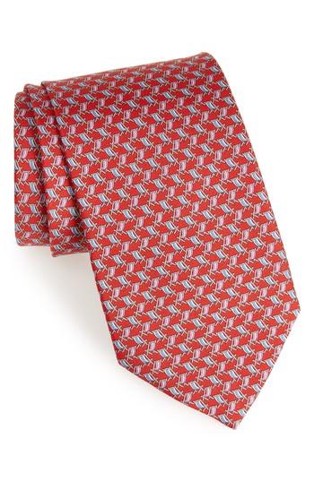 Men's Salvatore Ferragamo Ersilia Print Silk Tie, Size - Red