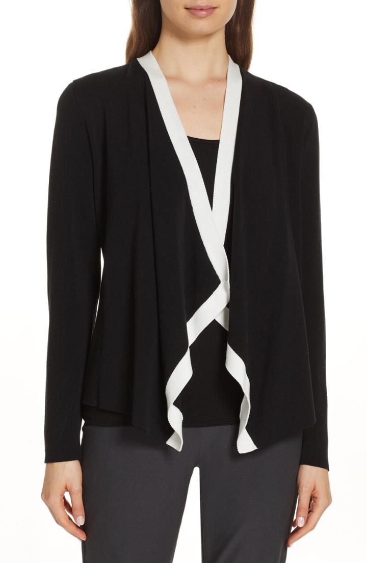 Women's Eileen Fisher Angled Front Knit Jacket - Black