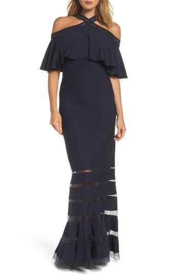 Women's Tadashi Shoji Jersey Cold-shoulder Gown - Blue