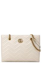 Gucci Gg Marmont 2.0 Matelasse Medium Leather East/west Tote Bag - White