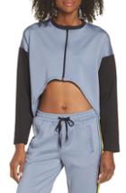 Women's Helmut Lang Contrast Sleeve Quarter Zip Sweatshirt - Black