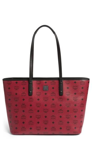 Mcm Medium Anya Coated Canvas Tote - Red