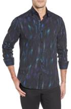 Men's Stone Rose Slim Fit Geo Fx Print Sport Shirt, Size - Black