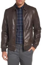 Men's Nordstrom Men's Shop Leather Bomber Jacket - Brown