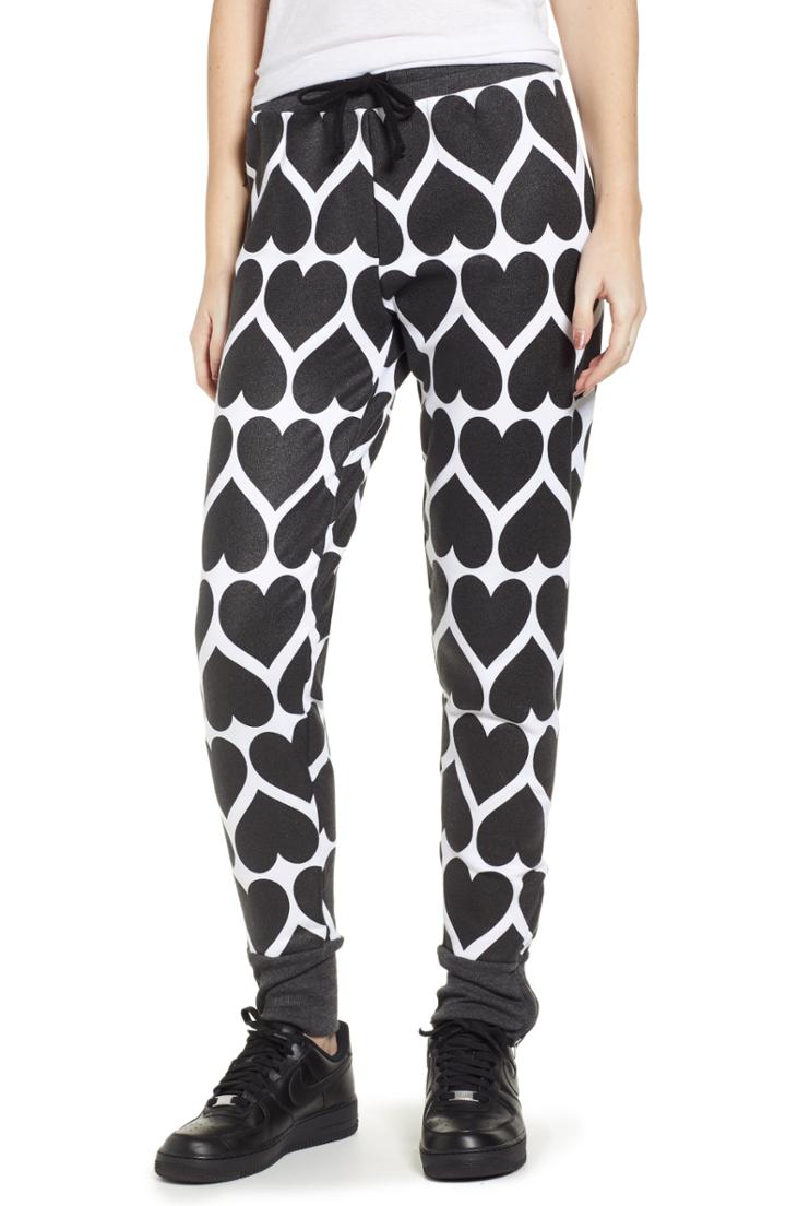 Women's Wildfox Gwen - Dark Hearts Jogger Pants - Black