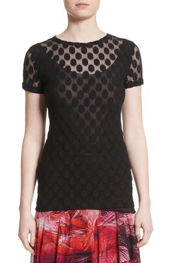 Women's Fuzzi Dot Print Tulle Tee - Black