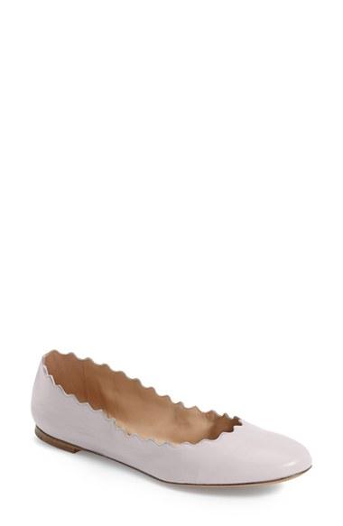 Women's Chloe 'lauren' Scalloped Ballet Flat Us / 34eu - Grey