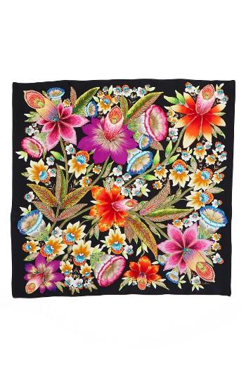 Women's Echo Flora Silk Square Scarf, Size - Black