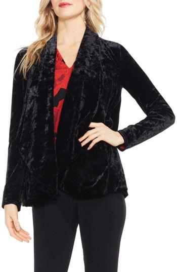 Petite Women's Vince Camuto Velvet Drape Collar Jacket, Size P - Black